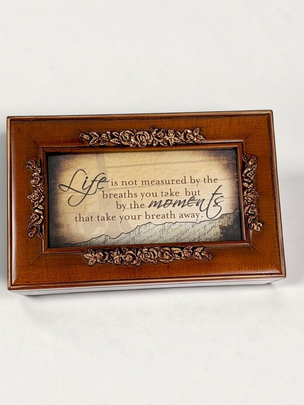 Cottage Garden Music Box Footed Jewelry Box What a Wonderful World Wood-Look